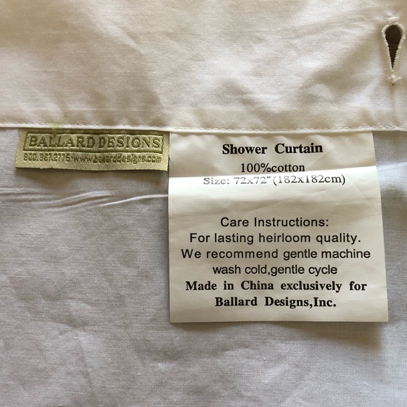 White Cotton Shower Curtain w/Embroidered Border & Custom Monogram “D” In Brown - Picture 6 of 13